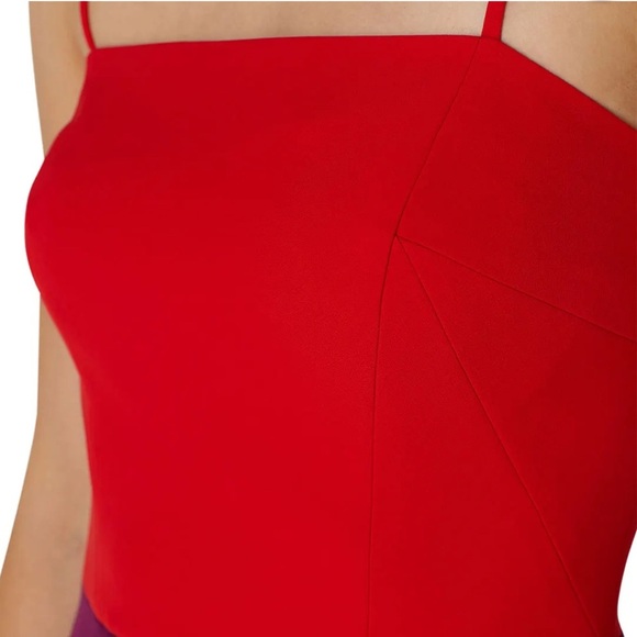 Milly Cady Colorblock Red Purple Sleeveless Pencil Dress- Size 4 - Picture 5 of 9